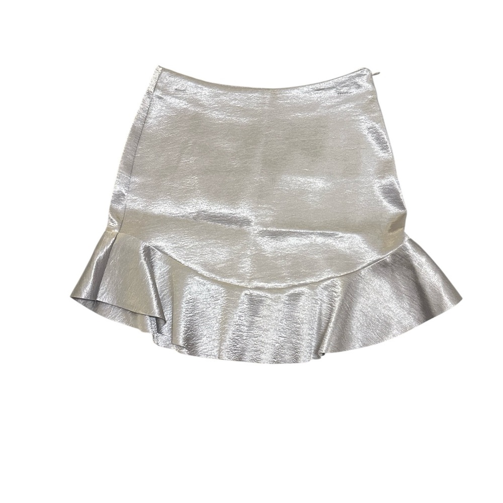 Fashionably Silver Flouncy Ruffle Mini Skirt